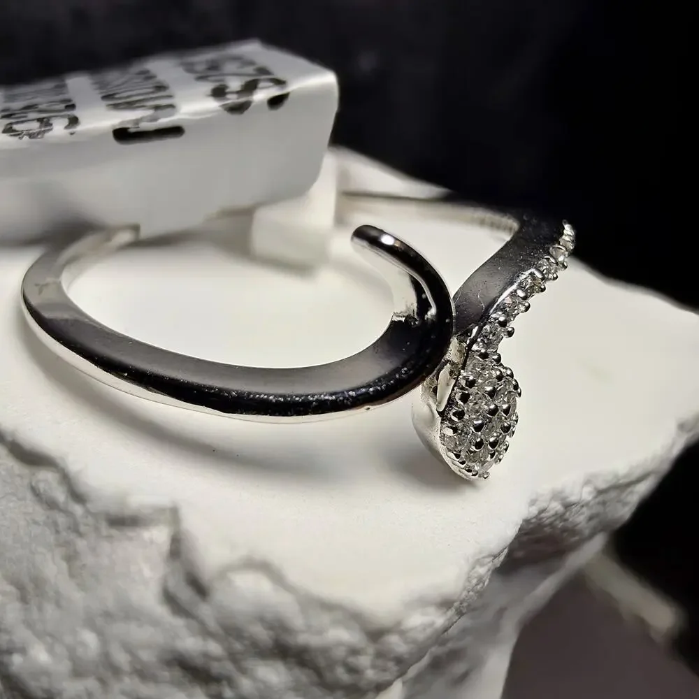 1.00 CTW Moissanite Snake Bypass Ring in 925 Sterling Silver Size 8-9 Adjustable